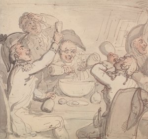 Marineofficieren en een kom punch door Thomas Rowlandson